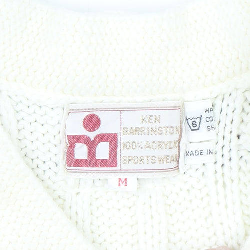 Ken Barrington Men's Ivory Cable-Knit Cricket Vest M Regular Fit