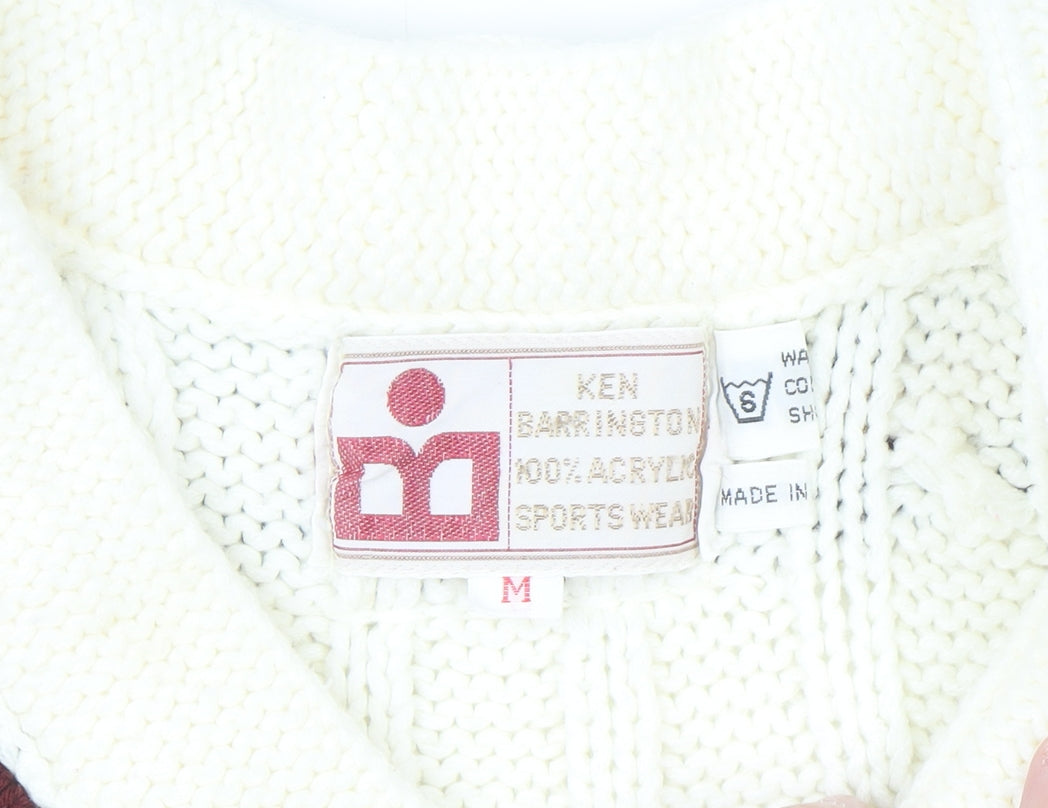 Ken Barrington Men's Ivory Cable-Knit Cricket Vest M Regular Fit