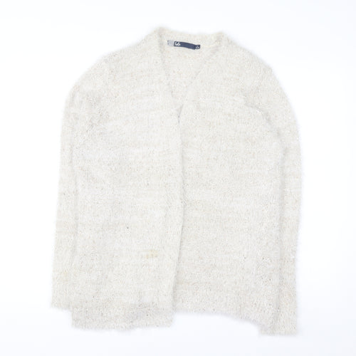 Isle Women Ivory Sequin Knit Long Sleeve Open Cardigan Size 18-20