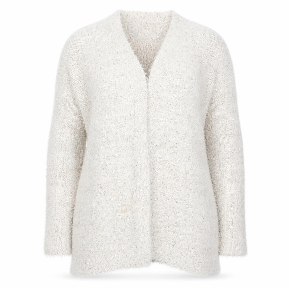 Isle Women Ivory Sequin Knit Long Sleeve Open Cardigan Size 18-20