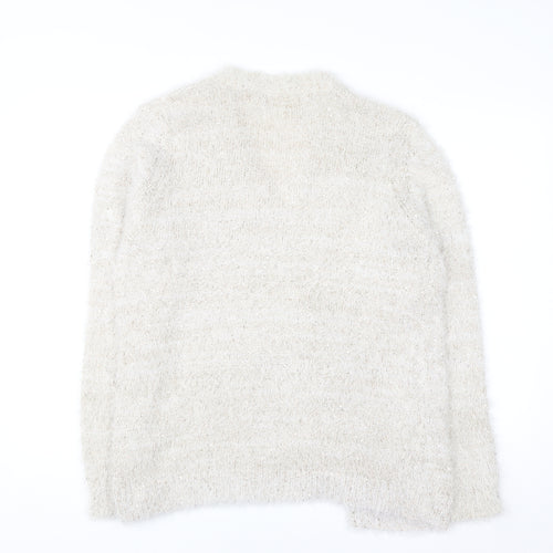 Isle Women Ivory Sequin Knit Long Sleeve Open Cardigan Size 18-20