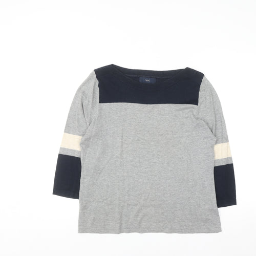 Next Womens Grey Cotton Mix 3/4 Sleeve Pullover Jumper Size 14