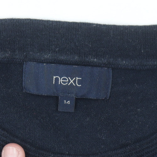 Next Womens Grey Cotton Mix 3/4 Sleeve Pullover Jumper Size 14