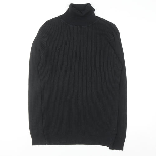 Brave Soul Men’s Black Roll Neck Knit Jumper Size L