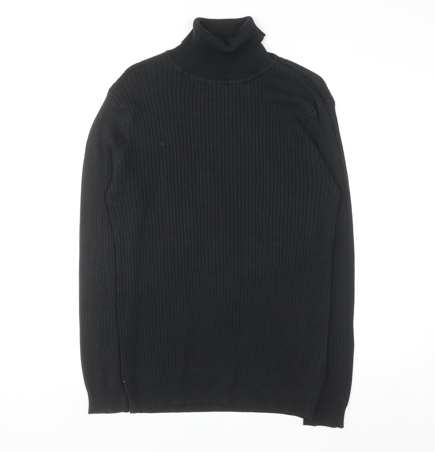 Brave Soul Men’s Black Roll Neck Knit Jumper Size L