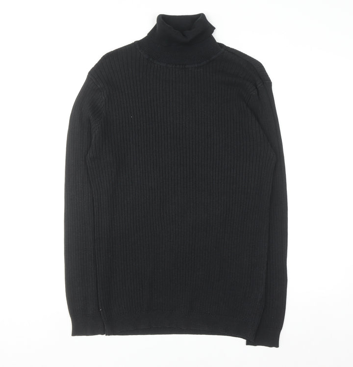 Brave Soul Men’s Black Roll Neck Knit Jumper Size L