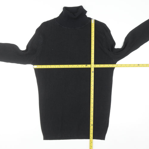 Brave Soul Men’s Black Roll Neck Knit Jumper Size L