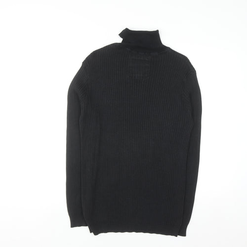 Brave Soul Men’s Black Roll Neck Knit Jumper Size L