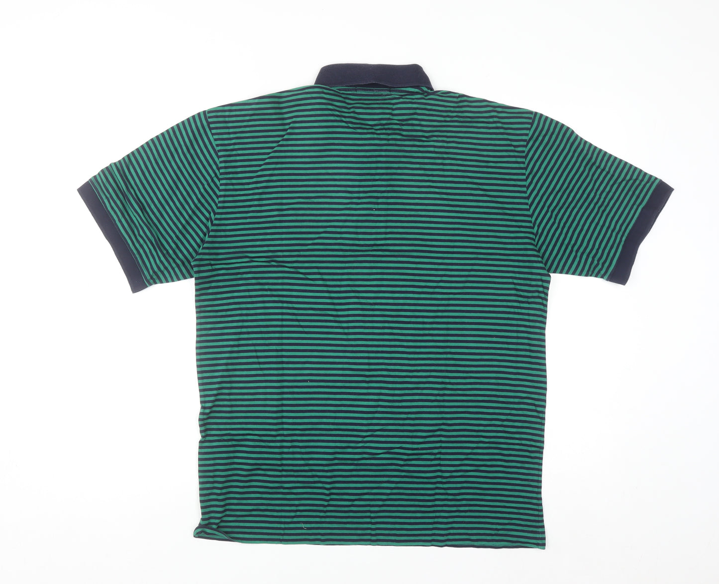 Artorigi Men's Green Striped Cotton Polo Shirt Size S
