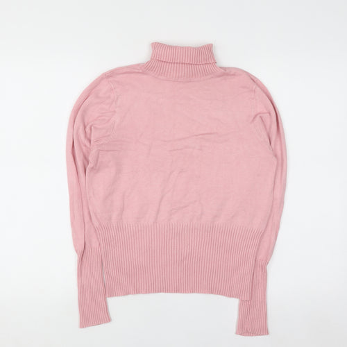 Laura Ashley Women Pink Roll Neck Knit Jumper Size 14