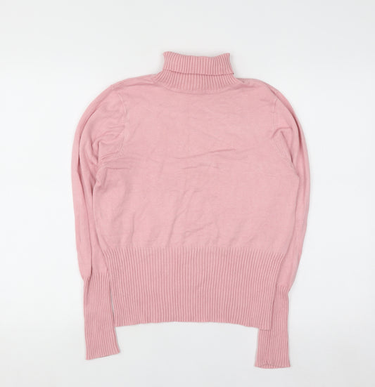 Laura Ashley Women Pink Roll Neck Knit Jumper Size 14