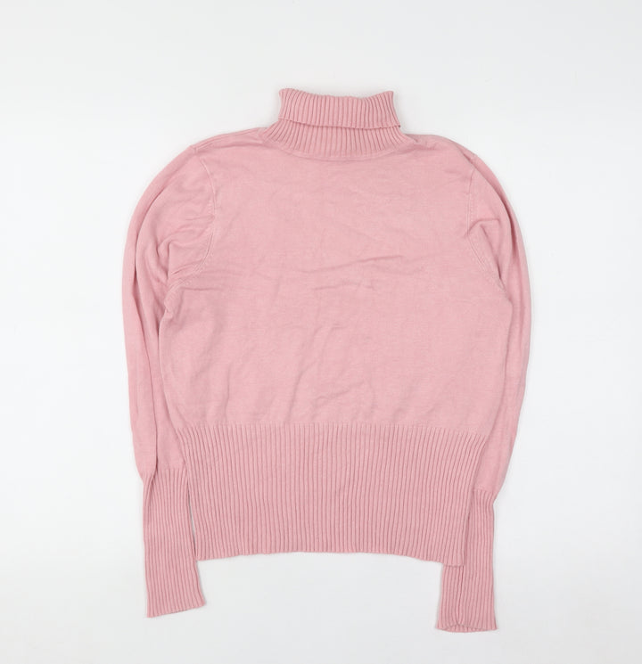 Laura Ashley Women Pink Roll Neck Knit Jumper Size 14