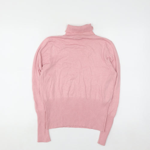 Laura Ashley Women Pink Roll Neck Knit Jumper Size 14