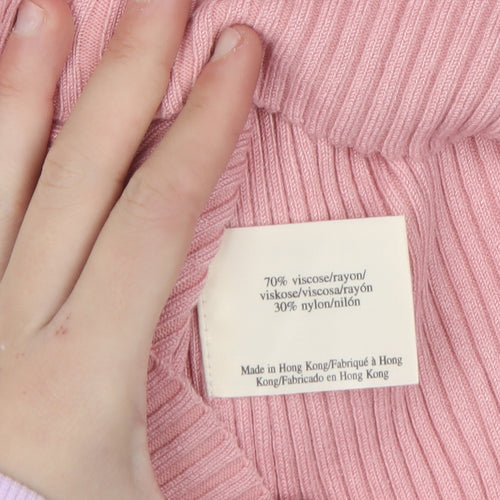 Laura Ashley Women Pink Roll Neck Knit Jumper Size 14