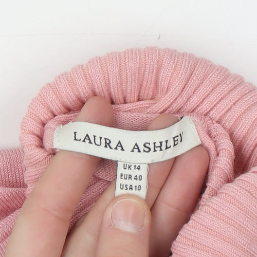 Laura Ashley Women Pink Roll Neck Knit Jumper Size 14
