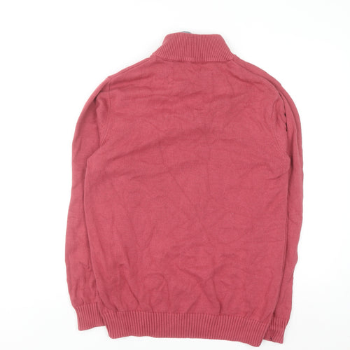Cotton Traders Men's Pink 1/4 Zip Cotton Jumper Size M