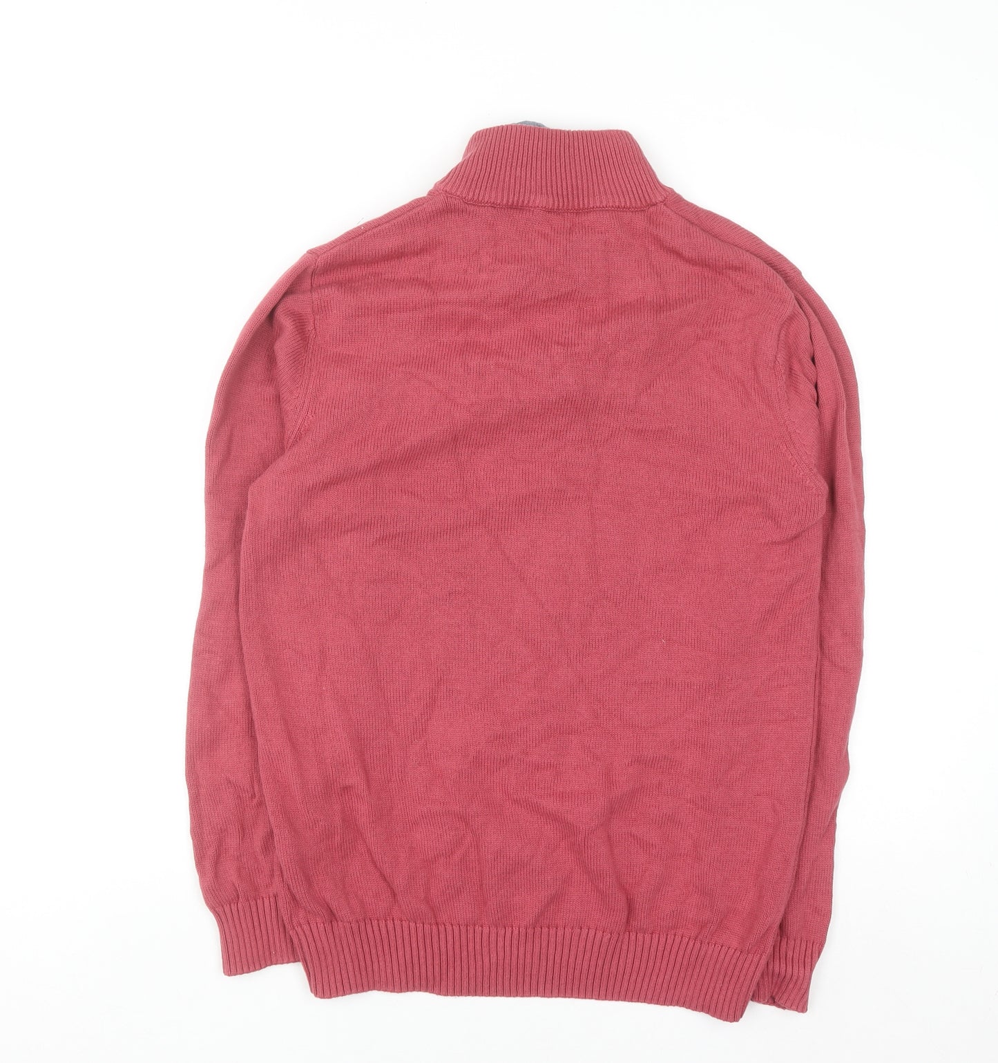Cotton Traders Men's Pink 1/4 Zip Cotton Jumper Size M