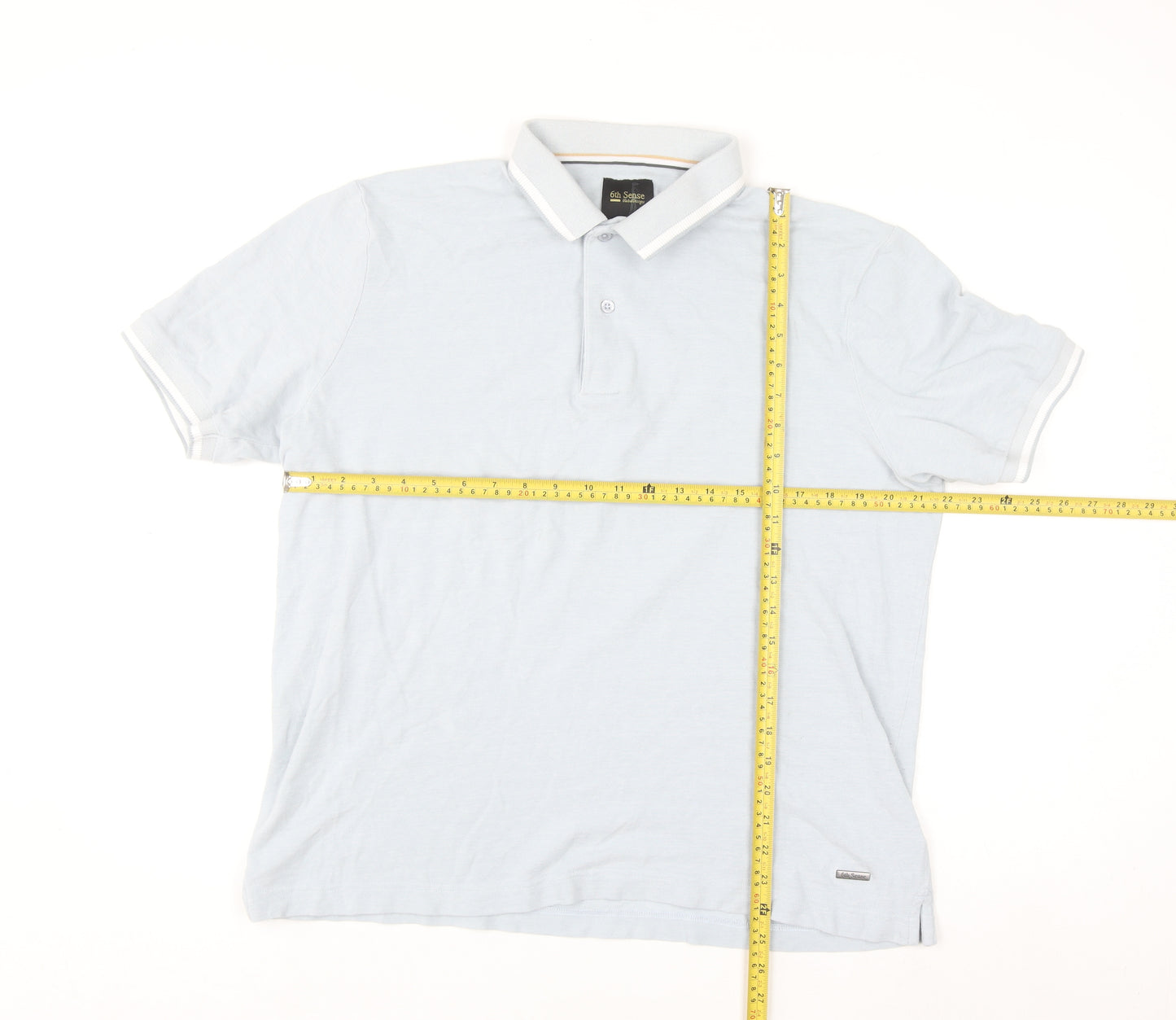6th Sense Men's Blue Cotton Polo Shirt XL Casual Classic