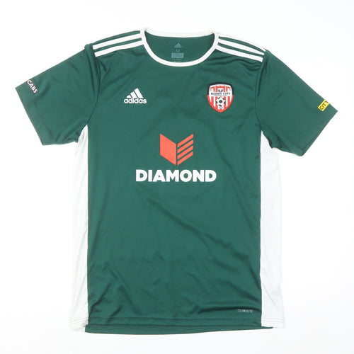 Adidas Men's Green Derry City FC Climalite Sports T-Shirt Size M