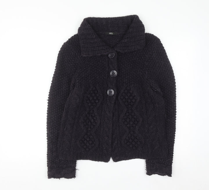 Marks & Spencer Women Purple Cable-Knit Collared Cardigan UK 12