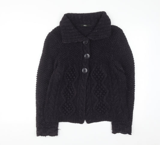 Marks & Spencer Women Purple Cable-Knit Collared Cardigan UK 12