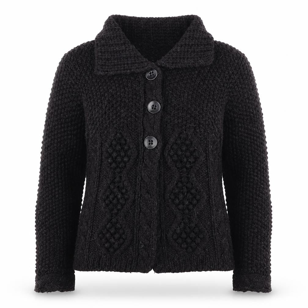 Marks & Spencer Women Purple Cable-Knit Collared Cardigan UK 12