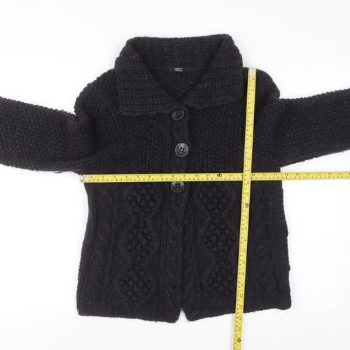 Marks & Spencer Women Purple Cable-Knit Collared Cardigan UK 12