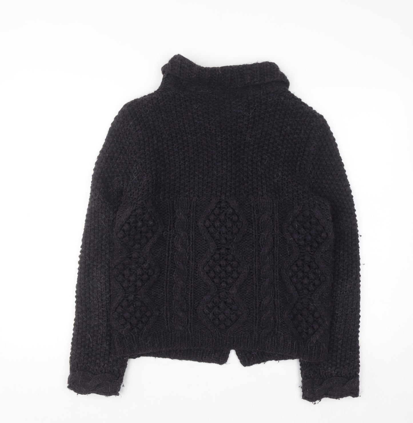 Marks & Spencer Women Purple Cable-Knit Collared Cardigan UK 12