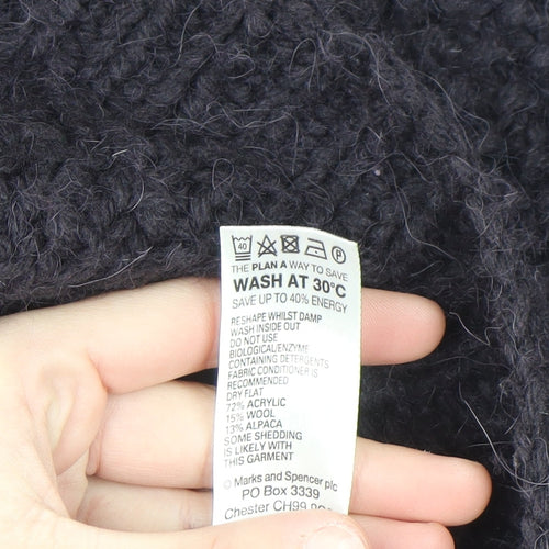 Marks & Spencer Women Purple Cable-Knit Collared Cardigan UK 12