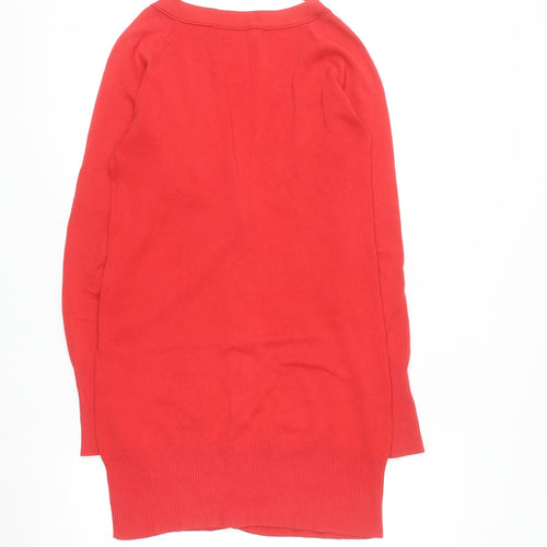 Zara Women Red V-Neck Long Sleeve Knit Cardigan Size S