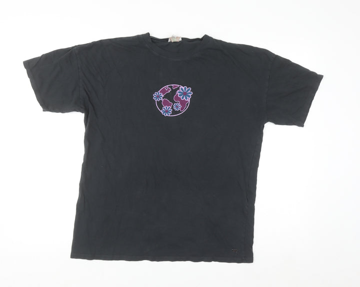 Pacific Republic Teens Black Cotton Graphic T-Shirt Size 8