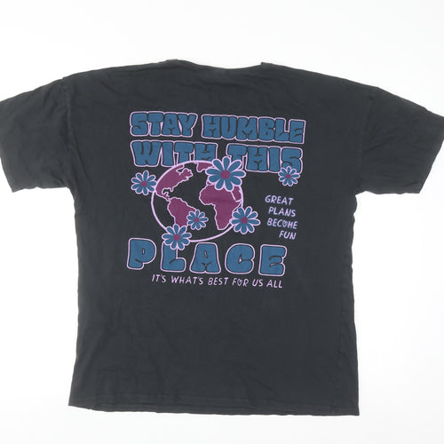 Pacific Republic Teens Black Cotton Graphic T-Shirt Size 8