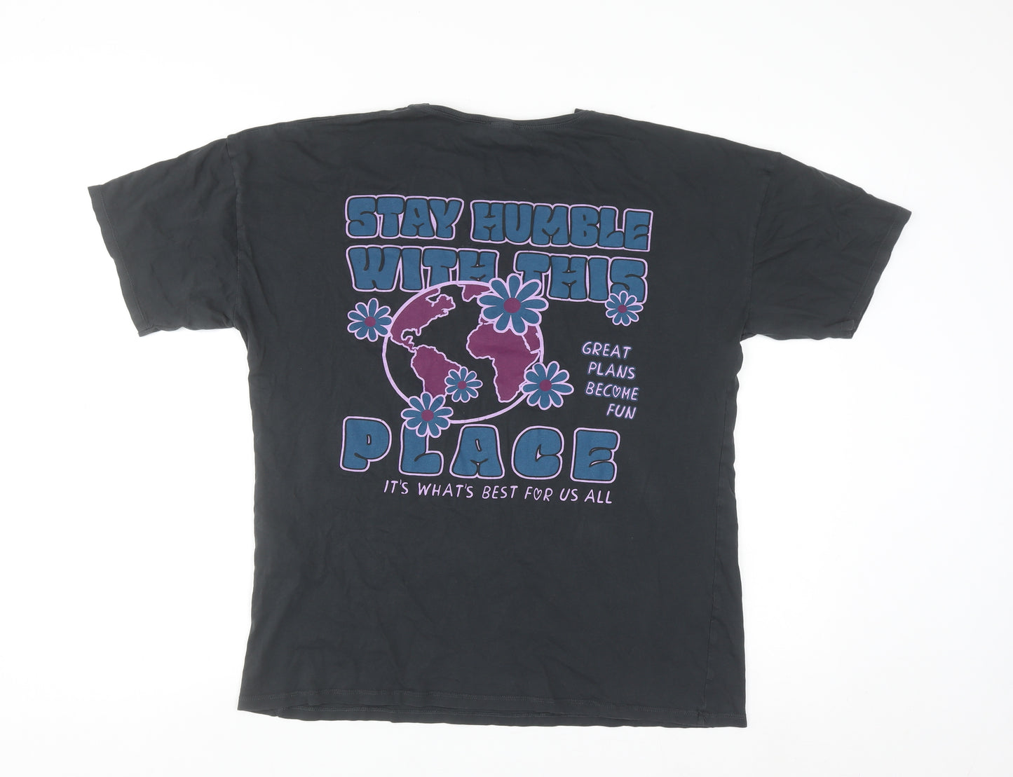 Pacific Republic Teens Black Cotton Graphic T-Shirt Size 8