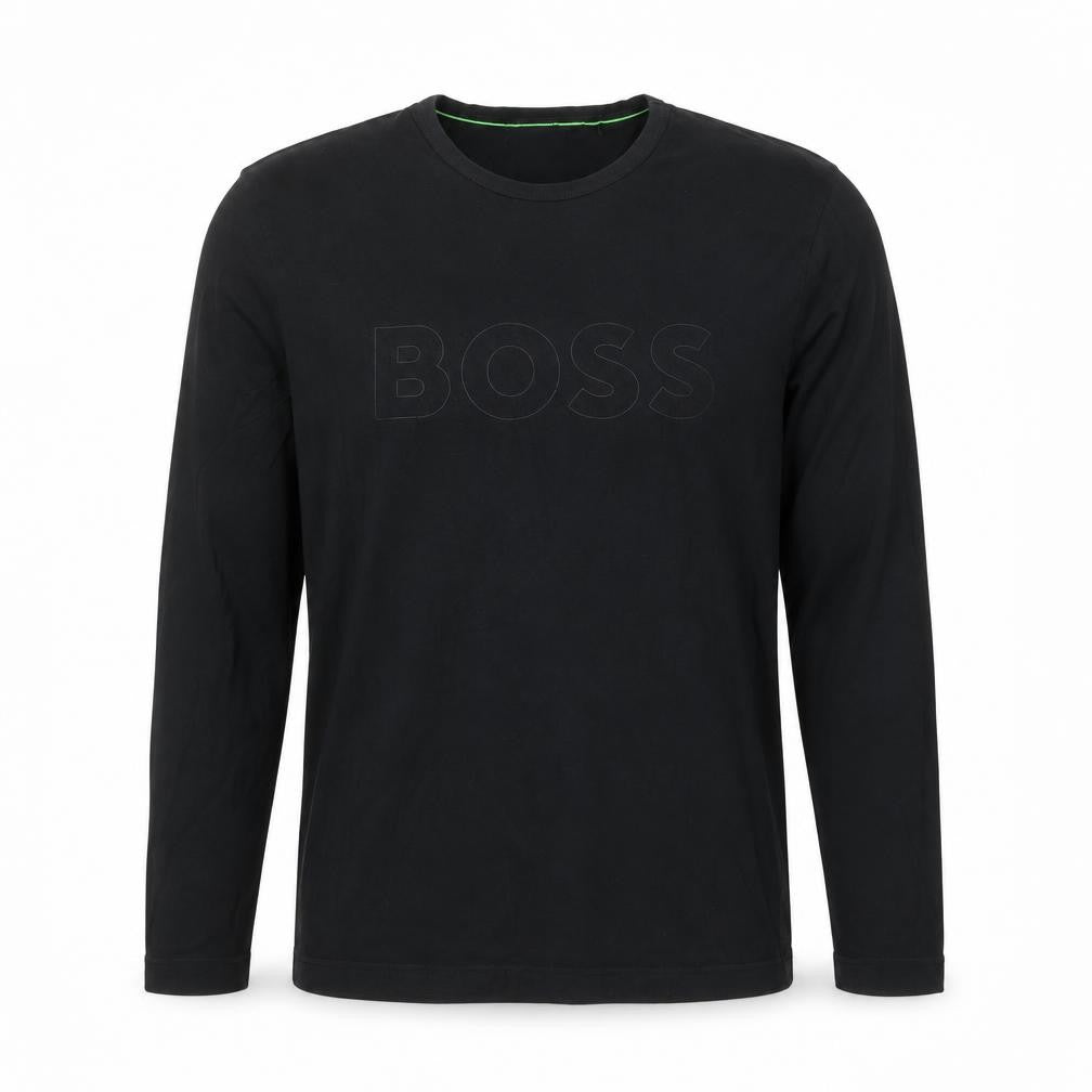 BOSS Mens Black Cotton Long Sleeve Crew Neck Casual Top M