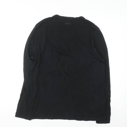 BOSS Mens Black Cotton Long Sleeve Crew Neck Casual Top M