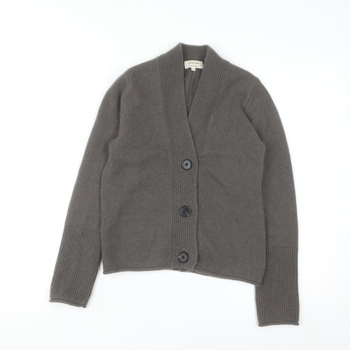 Jigsaw Women's Grey Wool Cashmere V-Neck Cardigan XS