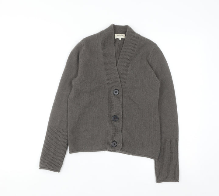 Jigsaw Women's Grey Wool Cashmere V-Neck Cardigan XS