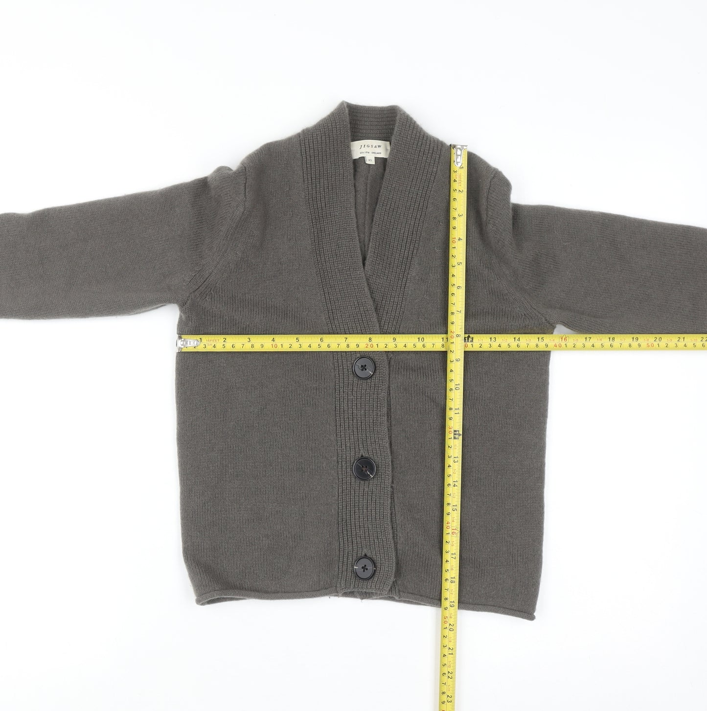 Jigsaw Women's Grey Wool Cashmere V-Neck Cardigan XS
