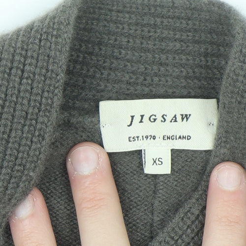 Jigsaw Women's Grey Wool Cashmere V-Neck Cardigan XS