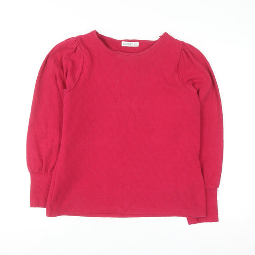 Gallery Womens Pink Long Sleeve Crew Neck Pullover Jumper Size 14