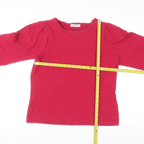 Gallery Womens Pink Long Sleeve Crew Neck Pullover Jumper Size 14