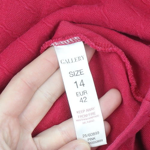 Gallery Womens Pink Long Sleeve Crew Neck Pullover Jumper Size 14