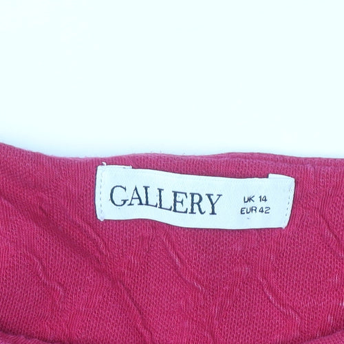 Gallery Womens Pink Long Sleeve Crew Neck Pullover Jumper Size 14