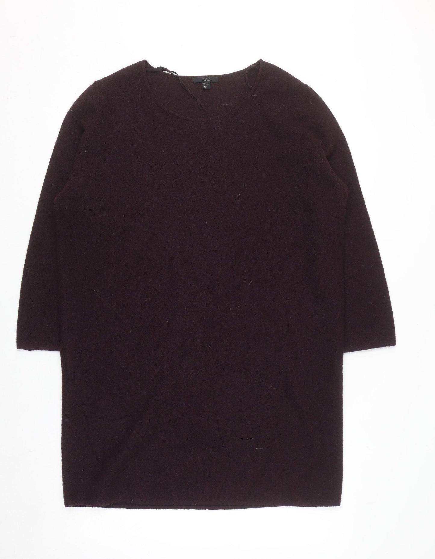 COS Women's Brown Wool Shift Dress Size 12 3/4 Sleeve