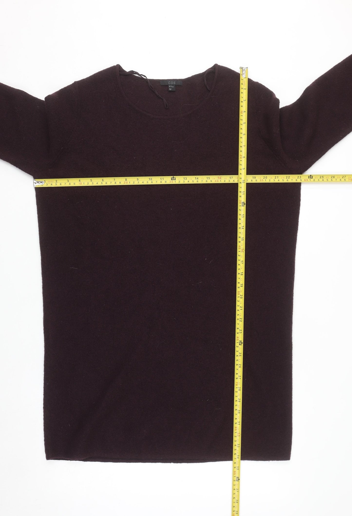 COS Women's Brown Wool Shift Dress Size 12 3/4 Sleeve