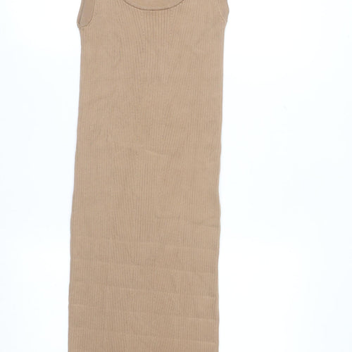H&M Women’s Beige Midi Ribbed Tank Dress Size 12