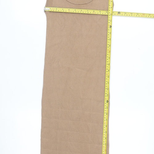 H&M Women’s Beige Midi Ribbed Tank Dress Size 12