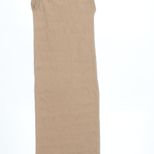 H&M Women’s Beige Midi Ribbed Tank Dress Size 12