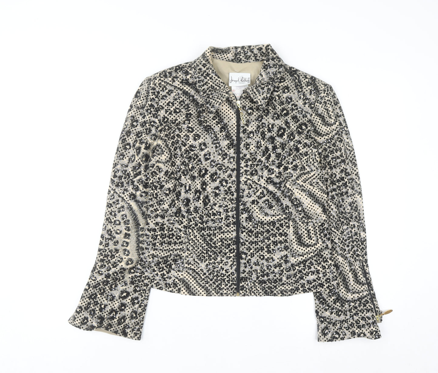 Joseph Ribkoff Women's Multicoloured Sequin Animal Print Zip Jacket Size 12