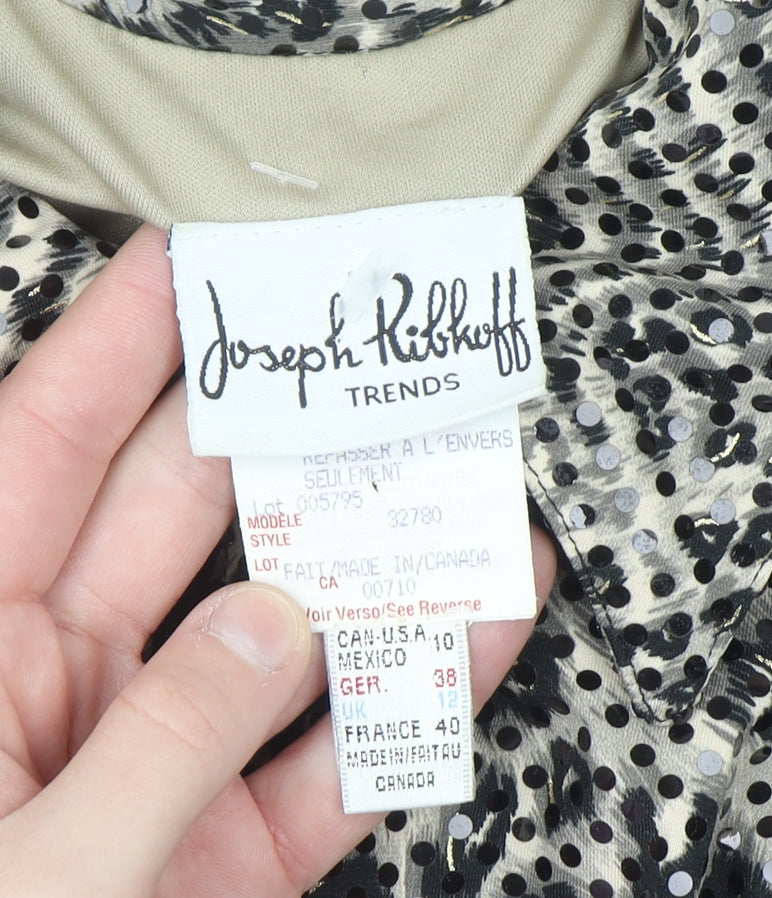 Joseph Ribkoff Women's Multicoloured Sequin Animal Print Zip Jacket Size 12